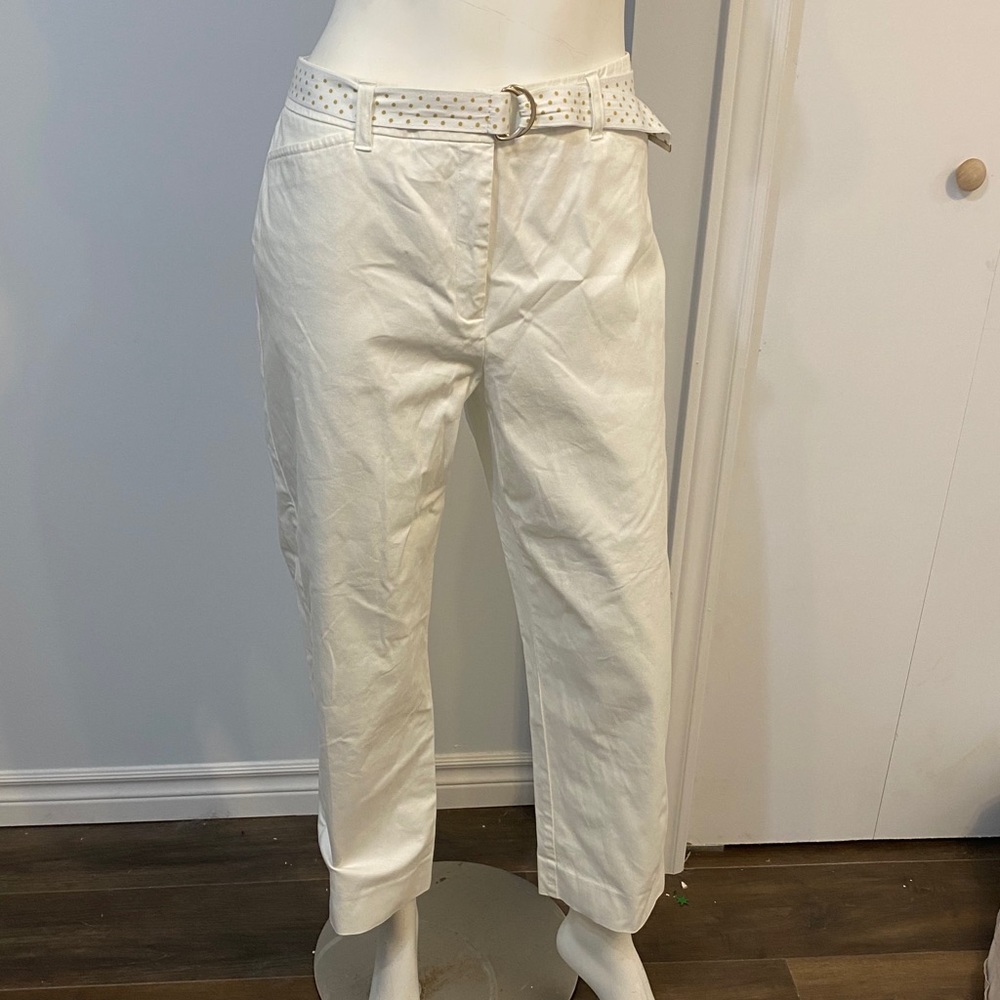 Anne Klein Ankle Pant Polka Dot Belt Stretch